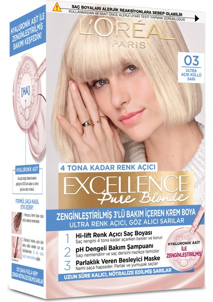 Excellence Pure Blond Saç Boyası - 03 Ultra Açık Küllü Sarı