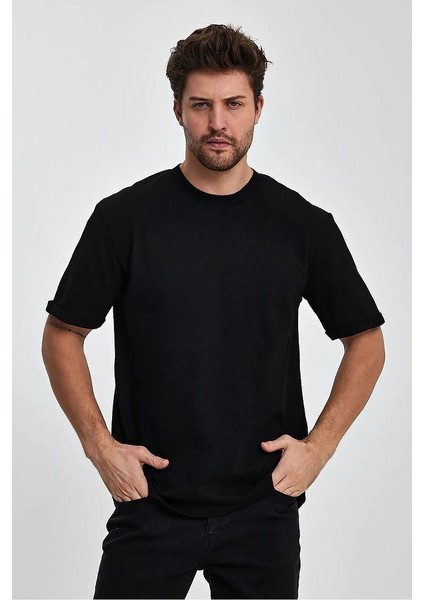 Erkek Petek Süprem Dokuma Bisiklet Yaka Relaxed Fit Cotton T-Shirt