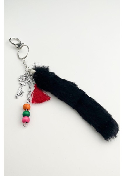 Renkli Anahtar Figürlü Tüy Çanta Aksesuarı (17CM)
