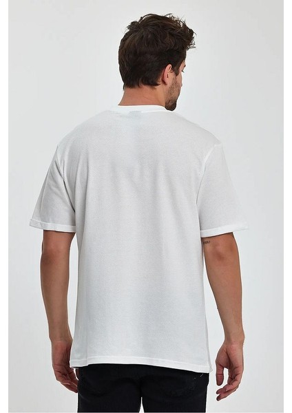 Erkek Petek Süprem Dokuma Bisiklet Yaka Relaxed Fit Cotton T-Shirt
