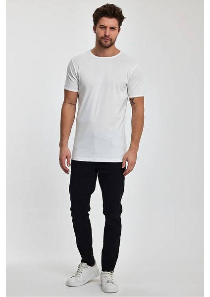Erkek Regular Fit Ribana Bisiklet Yaka Cotton Basic T-Shirt fiyatları