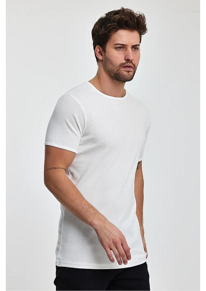 Erkek Regular Fit Ribana Bisiklet Yaka Cotton Basic T-Shirt fırsatları