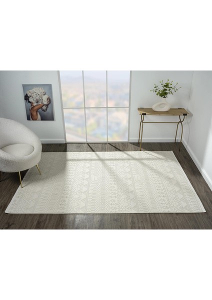 ZN010A Gri Halı Etnik Desenli Modern Parlak Yumuşak Kadife Ince Antialerjik Salon Koridor