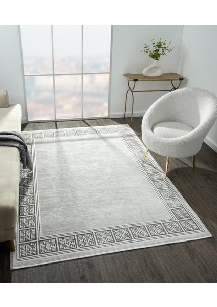 Zenith ZN001A Gri Halı Antrasit Kenar Çerçeveli Modern Parlak Yumuşak Kadife Ince Antialerjik Salon