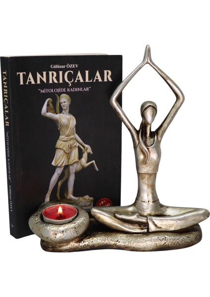 Tealightlı Yoga Yapan Kız Figürü - Şık Dekorasyon ve Sakinleştirici Atmosfer, Gümüş fiyatları