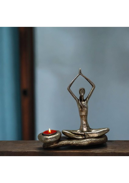 Tealightlı Yoga Yapan Kız Figürü - Şık Dekorasyon ve Sakinleştirici Atmosfer, Gümüş indirimleri