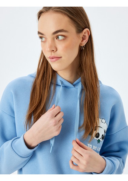 Kapüşonlu Arkası Panda Baskılı Uzun Kollu Oversize Sweatshirt fiyatları