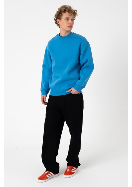 Sw Düz Mavi Şardonlu Sweatshirt