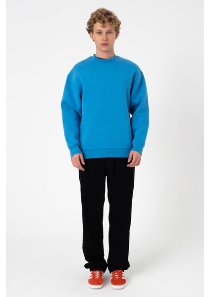 Sw Düz Mavi Şardonlu Sweatshirt