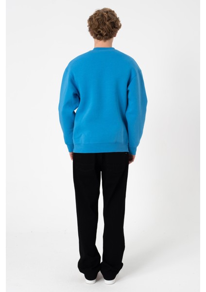 Sw Düz Mavi Şardonlu Sweatshirt