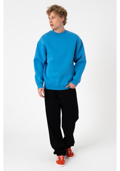 Sw Düz Mavi Şardonlu Sweatshirt
