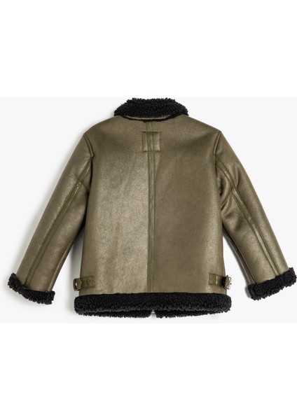 Biker Ceket Suni Deri Peluş Detaylı fiyatları