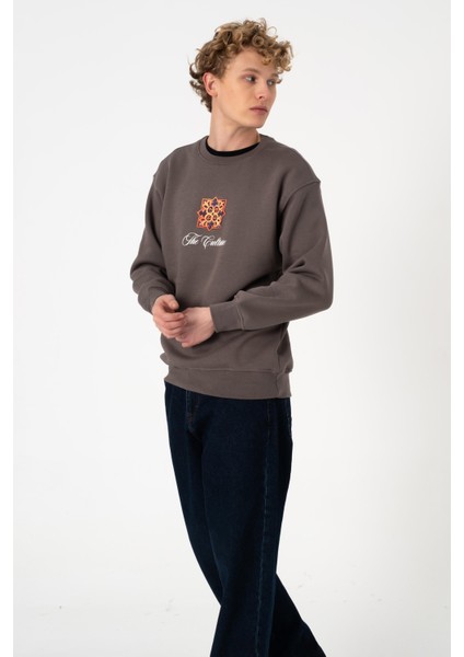 Sw Baskılı Füme Şardonlu Sweatshirt