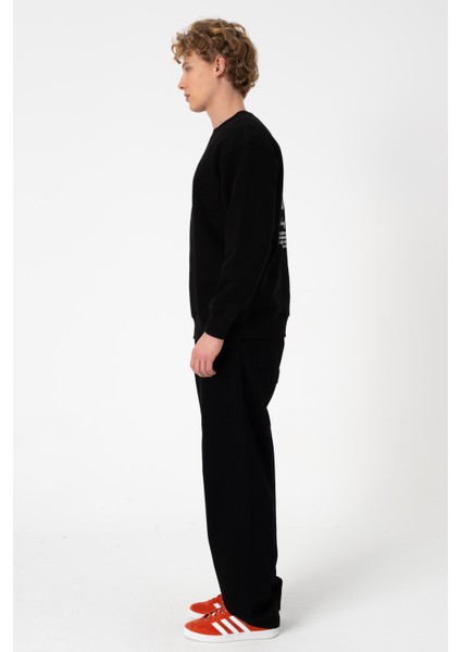 Sw Baskılı Siyah Şardonlu Sweatshirt modelleri