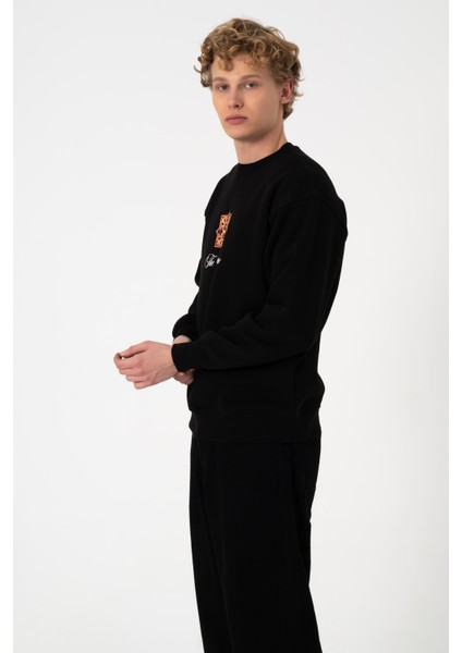 Sw Baskılı Siyah Şardonlu Sweatshirt indirimleri