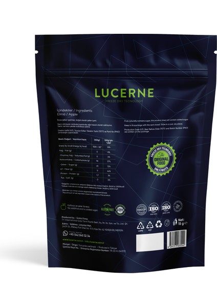 Lucerne Dondurularak Kurutulmuş Elma 15 gr