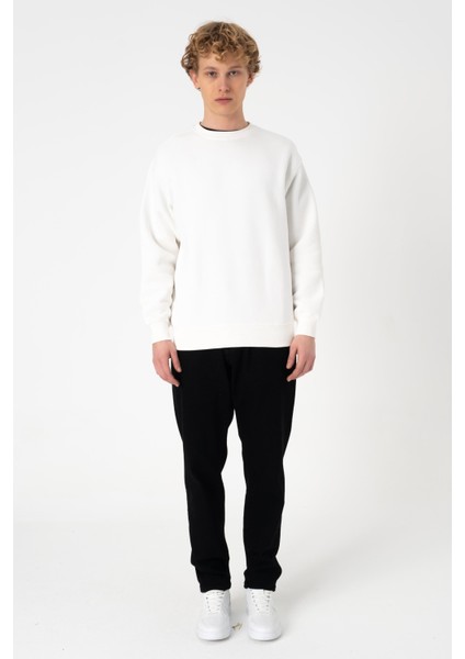 Sw Düz Beyaz Şardonlu Sweatshirt