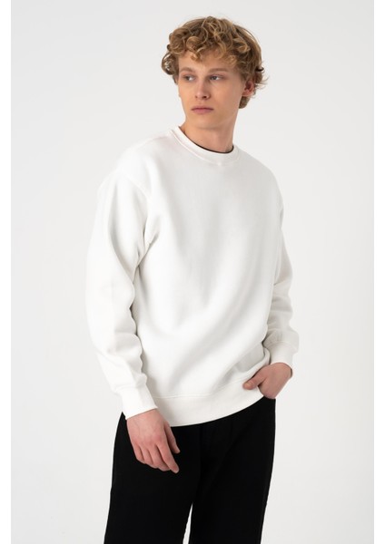 Sw Düz Beyaz Şardonlu Sweatshirt