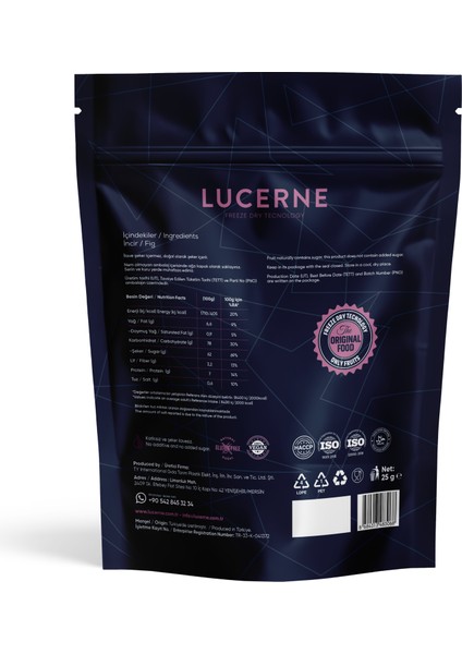 Lucerne Dondurularak Kurutulmuş Incir 25 gr