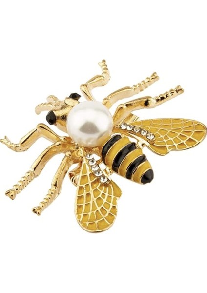 Renkli Işlemeli Inci Detaylı Arı Broş