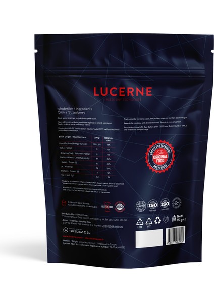 Lucerne Dondurularak Kurutulmuş Çilek 15 gr