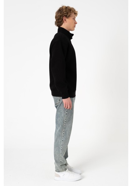 Sw Yarım Fermuar Siyah Işlemeli Şardonlu Sweatshirt indirimleri