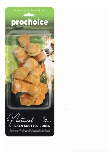 Prochoice Natural Chicken Knotted Bones, Tavuk Etli Düğümlü Köpek Ödül Kemiği 7 Parça