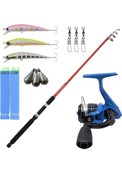 Okuma Çocuk Olta Seti Power Line 2,10 cm 20-40 gr Olta Kamışı&okuma X-Otic 20 Olta Makinesi