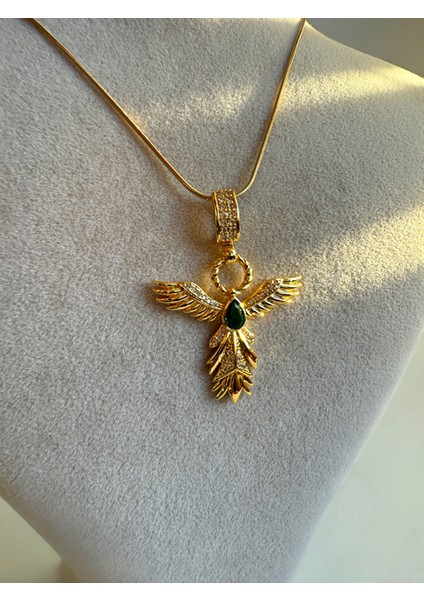 Anka Kuşu Gold Çelik Kolye