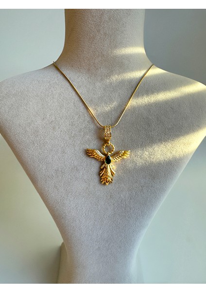 Anka Kuşu Gold Çelik Kolye
