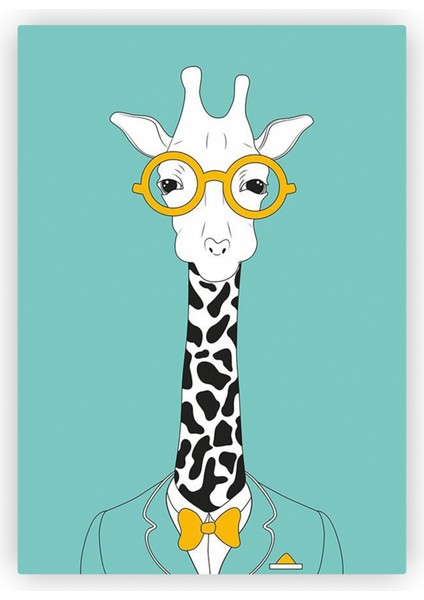 Papyonlu Cool Zürafa Ahşap Poster 20 x 29 cm