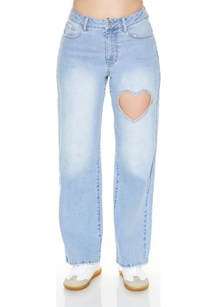 F21 Heart Cutout Straight-Leg Jean Pantolon