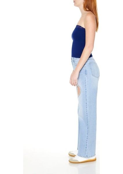 F21 Heart Cutout Straight-Leg Jean Pantolon