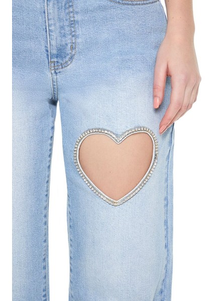 F21 Heart Cutout Straight-Leg Jean Pantolon