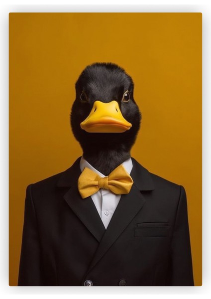 Takım Elbiseli Ördek Cool Duck Ahşap Poster 20 x 29 cm