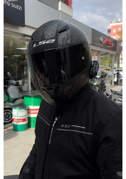 Rapıd 2 Race Crypt Mat Siyah Kask + Nukro M2 Bluetooth Interkom Seti