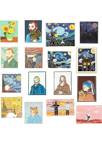 XZ7988 Van Gogh Yağlıboya Emaye Pimleri Özel Erkek Aşk Broş Yaka Rozetleri Sanat Rönesans Takı Hediye Çocuklar Arkadaşlar Için (Yurt Dışından) fiyatları