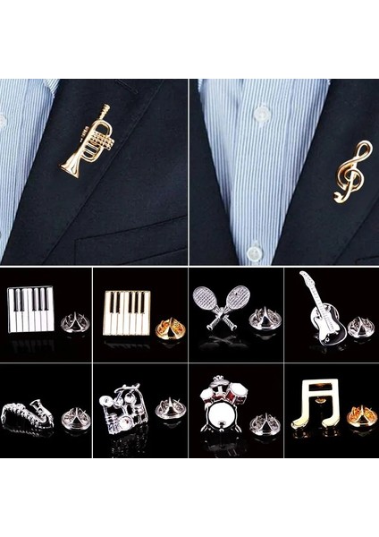 14 Müzik Broş Davul Davul Saksafon Piyano Keman Broş Erkek Üst Sınıf Gömlek Takım Elbise Yaka Rozeti Pin Hediye Moda Takı Korsaj (Yurt Dışından)