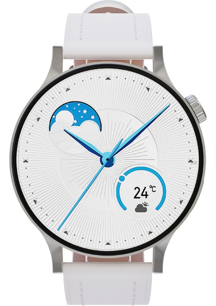 LW38 Silver Kasa 38 mm Beyaz Kordon Akıllı Saat