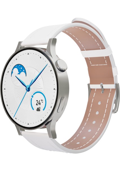 LW38 Silver Kasa 38 mm Beyaz Kordon Akıllı Saat