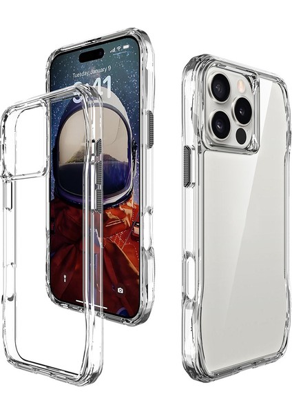 Apple iPhone 16 Pro Max Kılıf Airbagli Köşe Ultra Korumalı Şeffaf Hover Kapak