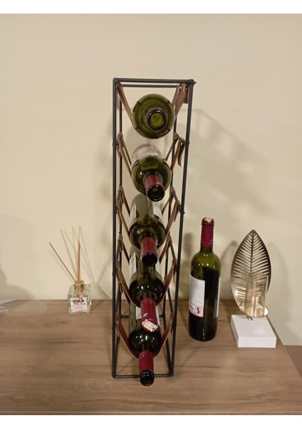 Dekoratif 5 Li Wine Rack Drink Stand Metal Şaraplık