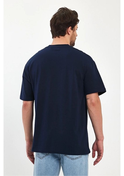 Erkek Omuzu Rodi Jeans Yazılı Bisiklet Yaka Relaxed Fit Pamuk T-Shirt indirimleri