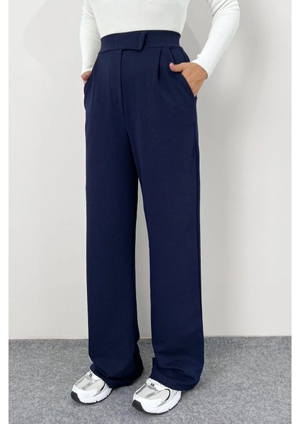 Kadın Likralı Cırt Kapamalı Palazzo Pantolon