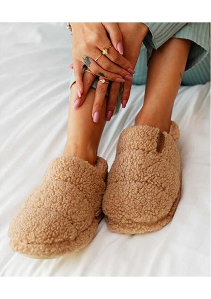 Camel Teddy Women Slipper Kadın Günlük Ev Pandufu Ted-Kcl Krem