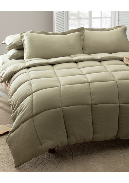 Mona Tek Kişilik Comforter Set - Haki fiyatları