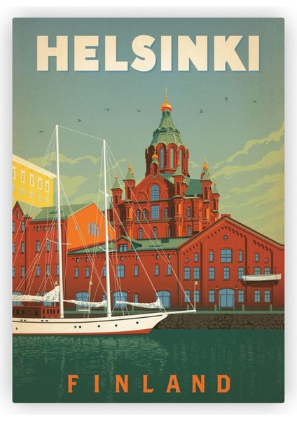 Helsinki Finland Finlandiya Ahşap Poster 20 x 29 cm