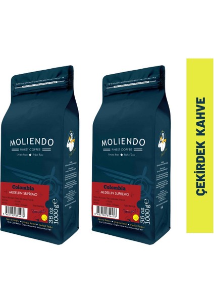Moliendo Colombia Medellin Filtre Kahve Avantaj Paketi (Çekirdek Kahve) 2*1000 G