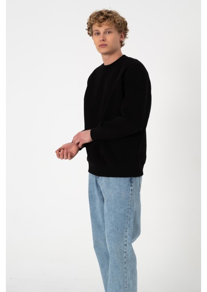 Sw Düz Siyah Şardonlu Sweatshirt