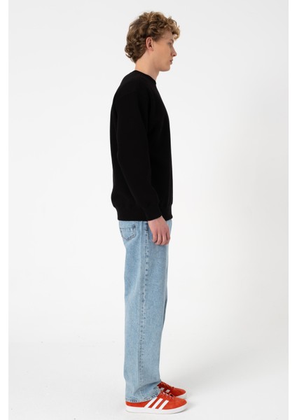 Sw Düz Siyah Şardonlu Sweatshirt